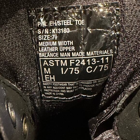 Hytest Safety Footwear Black Lace Up Steel Toe Boots Mens 7.5 Womens 9.5 main image 3